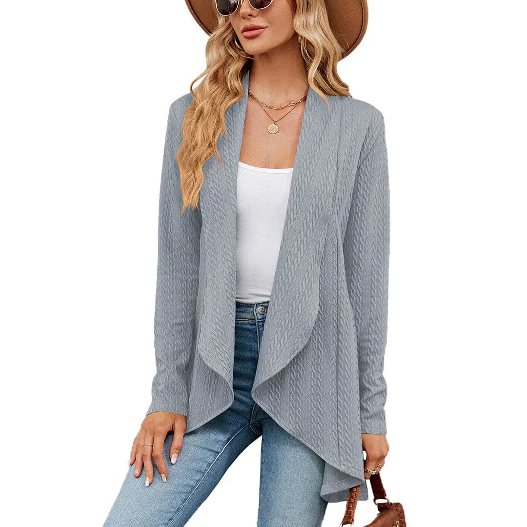 Primadon Damenpullover Grau / S Weicher Strickjacke Cardigan für Damen offen aus Polyester Herbstmode elegant