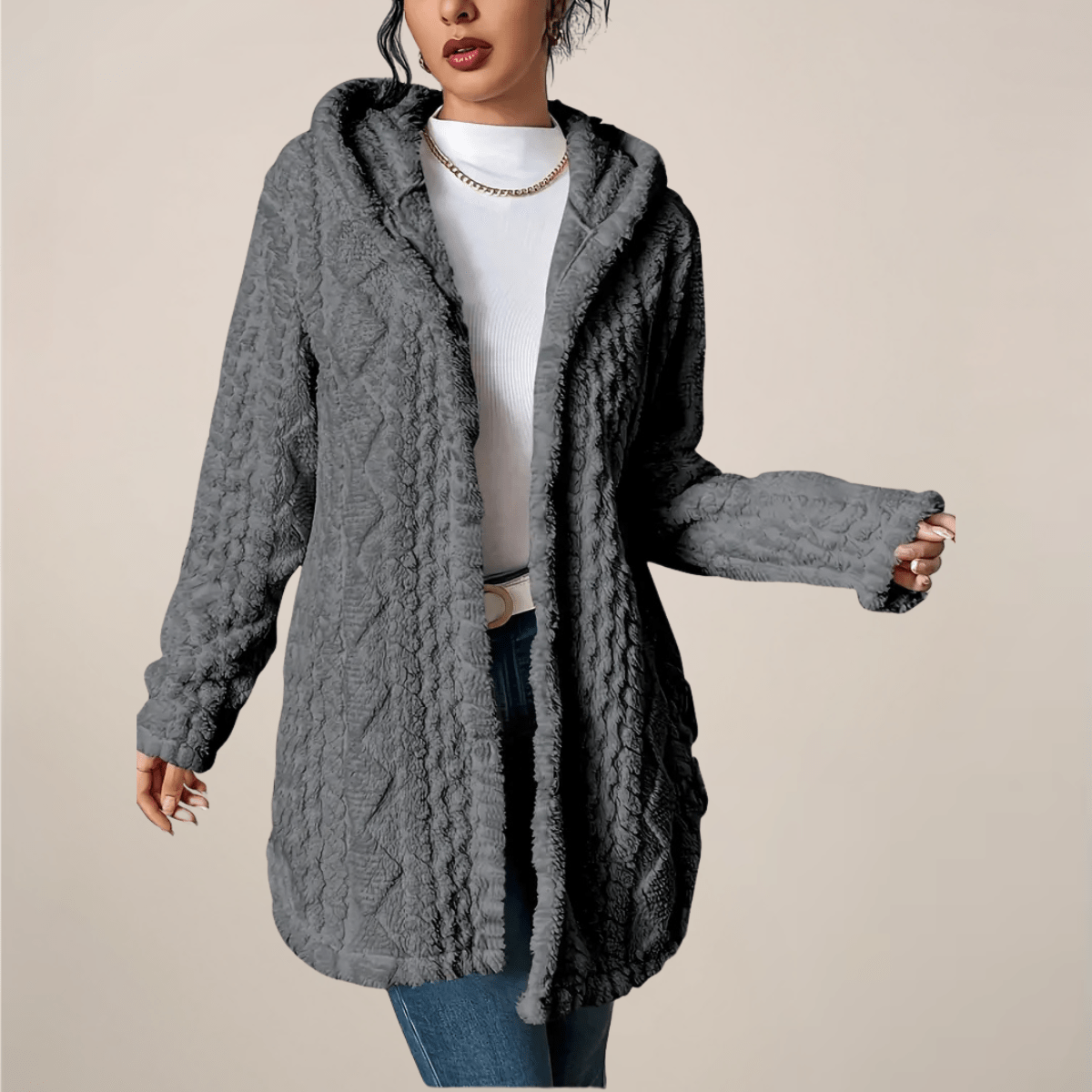 Primadon Damenpullover Grau / XS Lara | Elegante Strickjacke Damen Lang für Winter