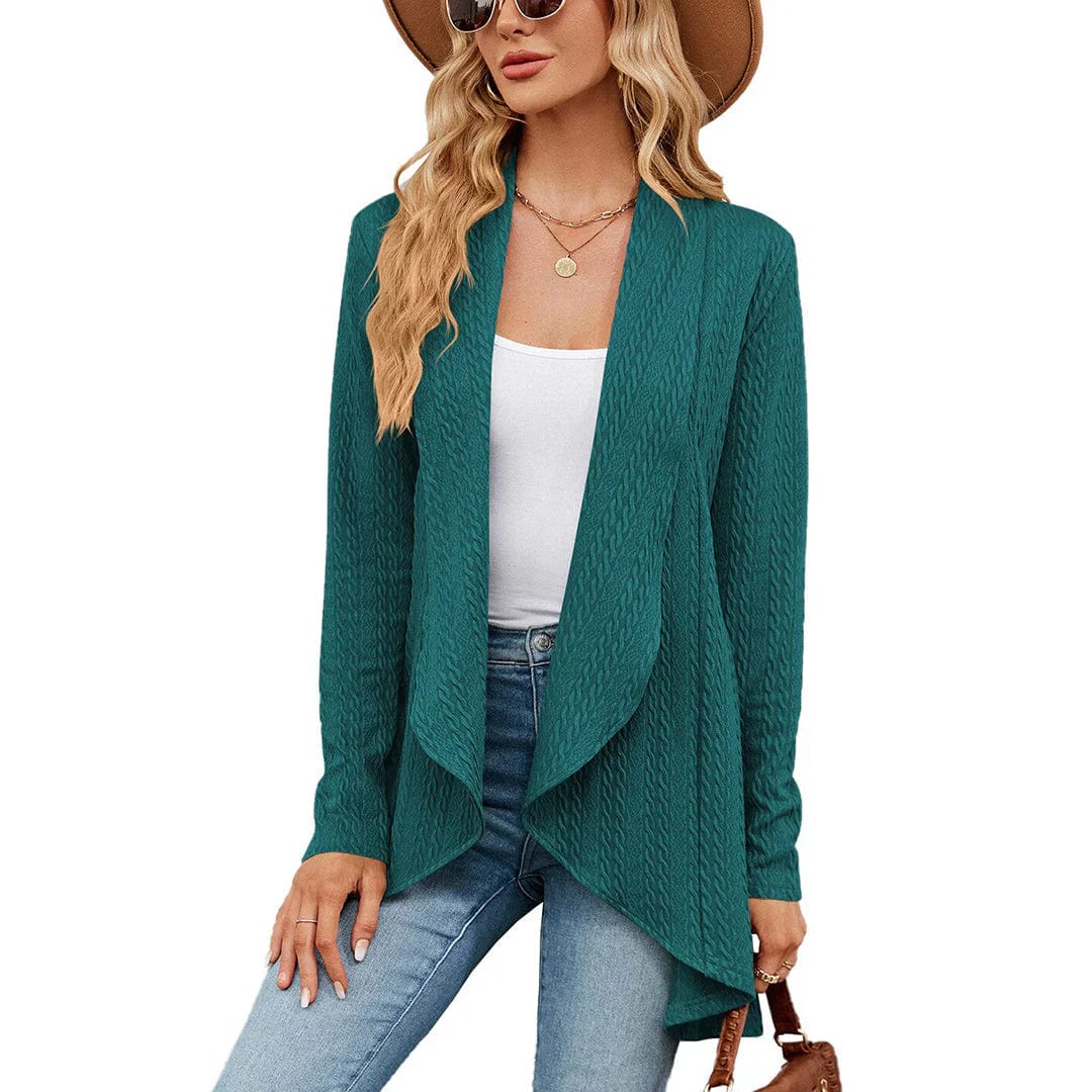 Primadon Damenpullover Grün / S Weicher Strickjacke Cardigan für Damen offen aus Polyester Herbstmode elegant