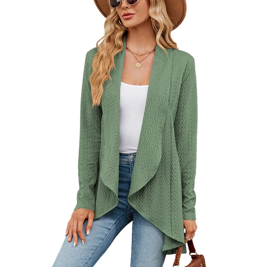 Primadon Damenpullover Hellgrün / S Weicher Strickjacke Cardigan für Damen offen aus Polyester Herbstmode elegant