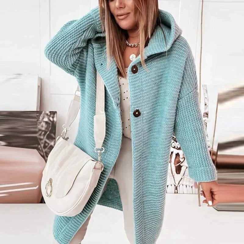 Primadon Damenpullover Himmelblau / S Weiche Strickjacke für Damen langarm gemütlich elegant Herbst atmungsaktiv