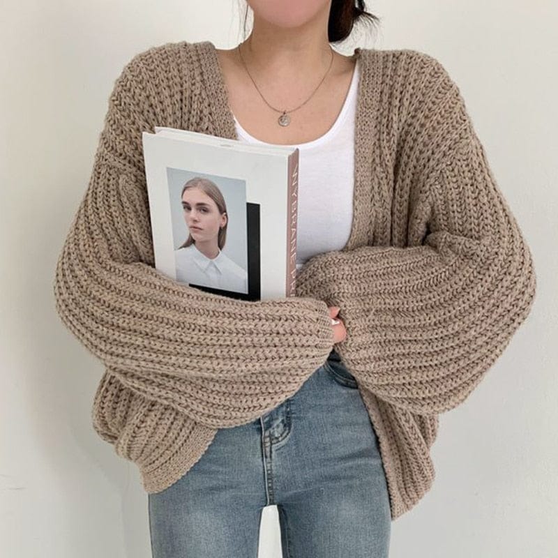 Primadon Damenpullover Khaki / Einheitsgröße (Oversized Fit) Annie Damen Strickjacke | Oversized, Gemütlich und Modisch
