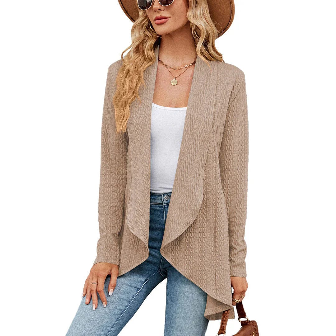 Primadon Damenpullover Khaki / S Weicher Strickjacke Cardigan für Damen offen aus Polyester Herbstmode elegant