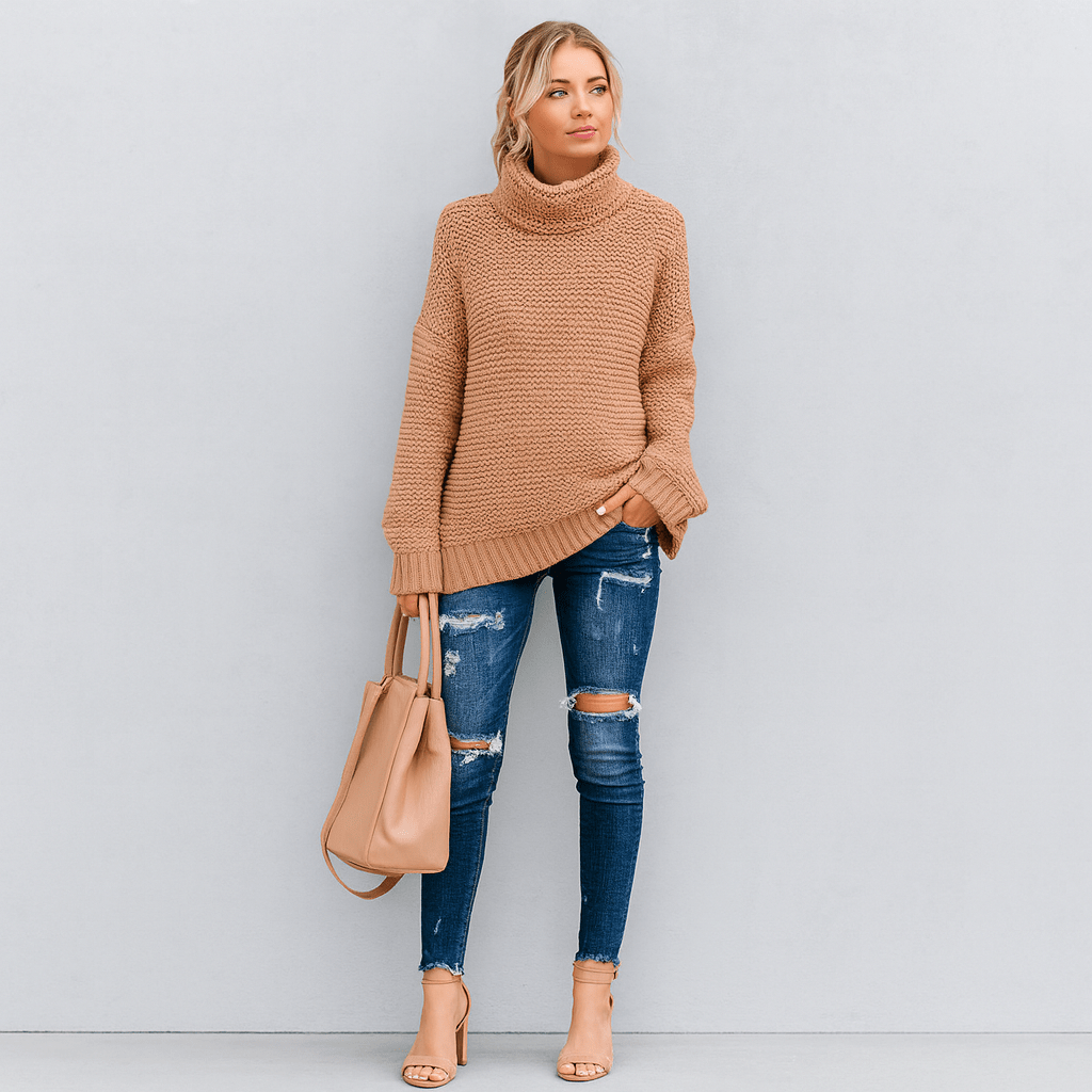 Primadon Damenpullover Khaki / XS Eleganter Rollkragenpullover für Damen normaler Schnitt Acrylmix warm für Herbst Winter