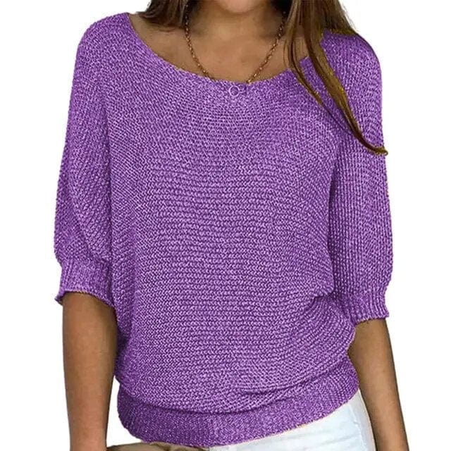 Primadon Damenpullover Lila / M Weicher Damenpullover aus Baumwolle atmungsaktiv für Winter Frühling vielseitig