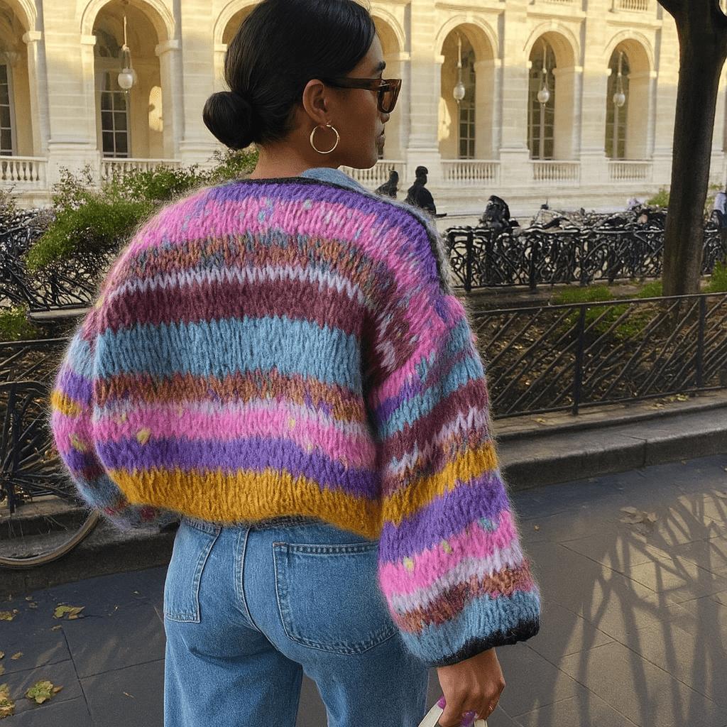 Primadon Damenpullover Lila / S Lässiger Strickcardigan für Damen offen atmungsaktiv vielseitig Frühling Herbst