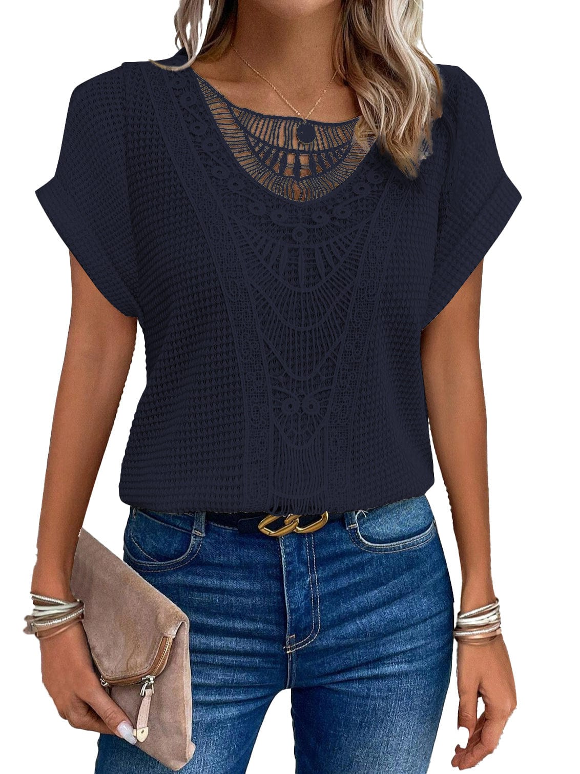 Primadon Damenpullover Marineblau / S Valentina weiche Strickbluse für Damen normal