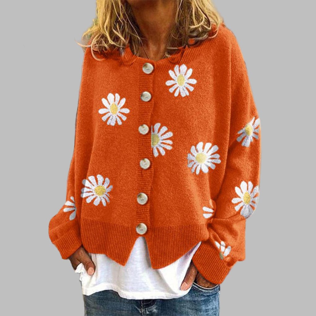 Primadon Damenpullover Orange / S Eleganter Damenpullover aus Baumwolle weich atmungsaktiv für Herbst Winter