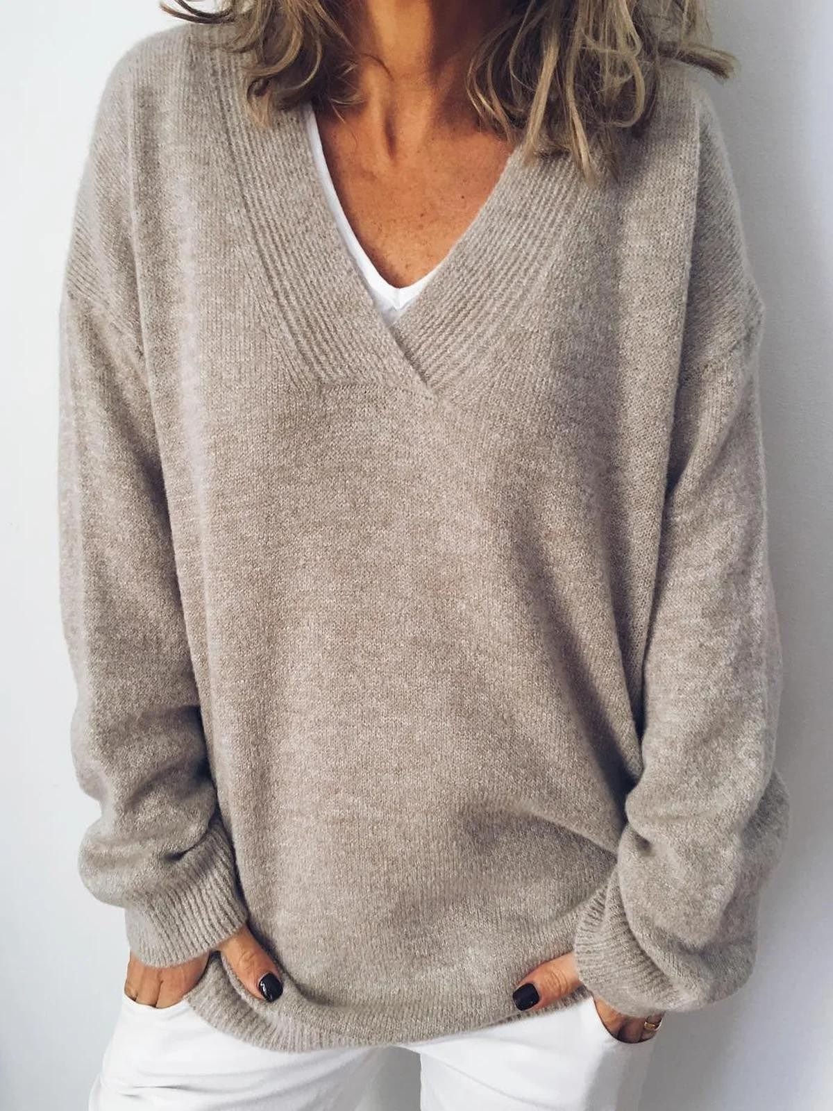 Primadon Damenpullover S Amelie | Eleganter V-Ausschnittpullover für Damen Baumwolle