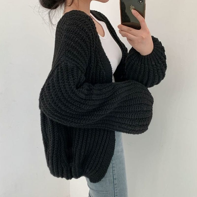 Primadon Damenpullover Schwarz / Einheitsgröße (Oversized Fit) Annie Damen Strickjacke | Oversized, Gemütlich und Modisch