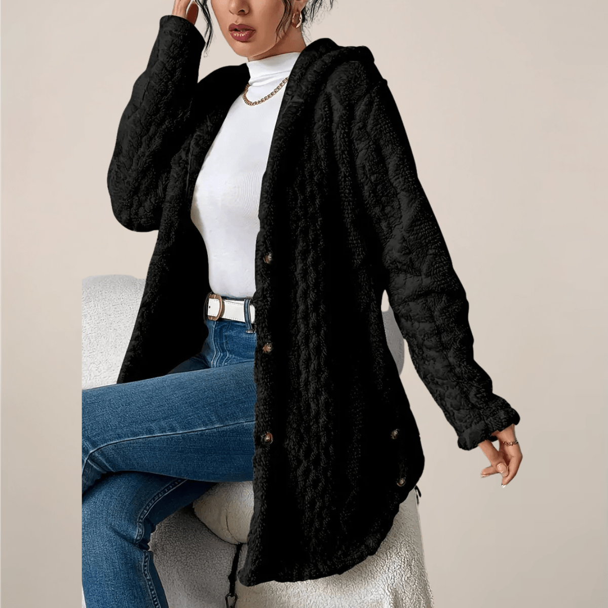 Primadon Damenpullover Schwarz / XS Lara | Elegante Strickjacke Damen Lang für Winter