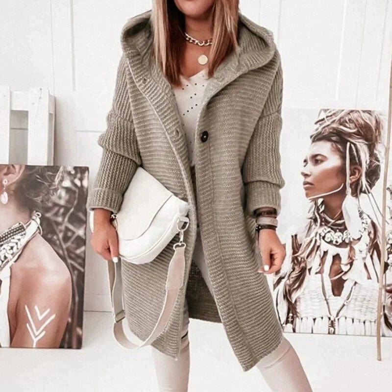 Primadon Damenpullover Taupe / S Weiche Strickjacke für Damen langarm gemütlich elegant Herbst atmungsaktiv