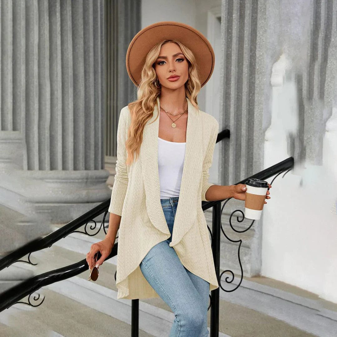 Primadon Damenpullover Weicher Strickjacke Cardigan für Damen offen aus Polyester Herbstmode elegant