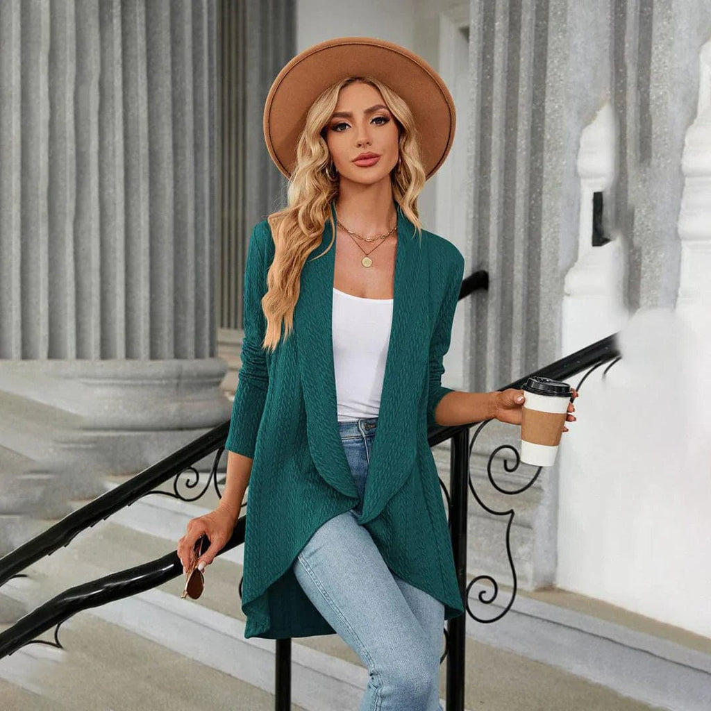 Primadon Damenpullover Weicher Strickjacke Cardigan für Damen offen aus Polyester Herbstmode elegant