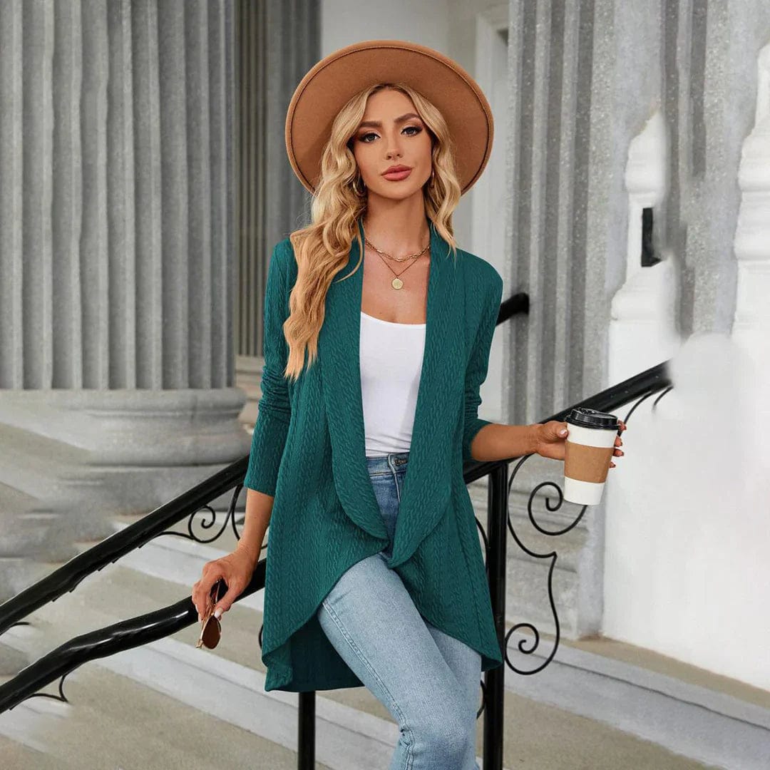 Primadon Damenpullover Weicher Strickjacke Cardigan für Damen offen aus Polyester Herbstmode elegant