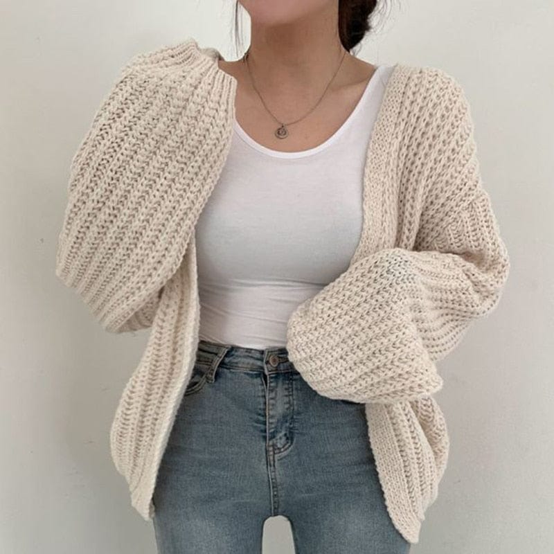 Primadon Damenpullover Weiß / Einheitsgröße (Oversized Fit) Annie Damen Strickjacke | Oversized, Gemütlich und Modisch
