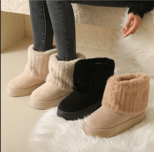 Primadon Damenstiefel Amelie | Elegante Fellgefütterte Stiefel für Damen Schwarz