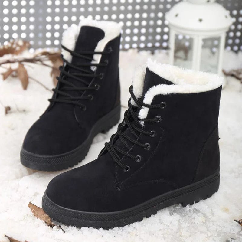 Primadon Damenstiefel Amelie | Elegante Schnürstiefel für Damen schwarz mit dicker Sohle