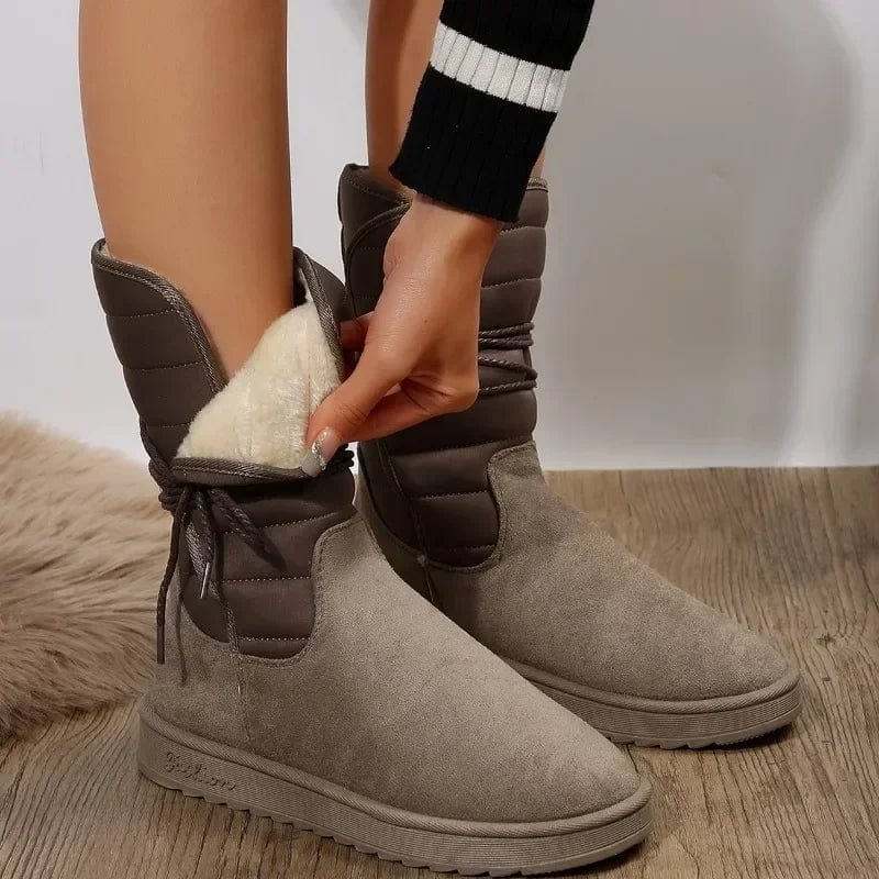 Primadon Damenstiefel Beige / 2.5 Amelie | Elegante Schnürstiefel für Damen mit Fellfutter