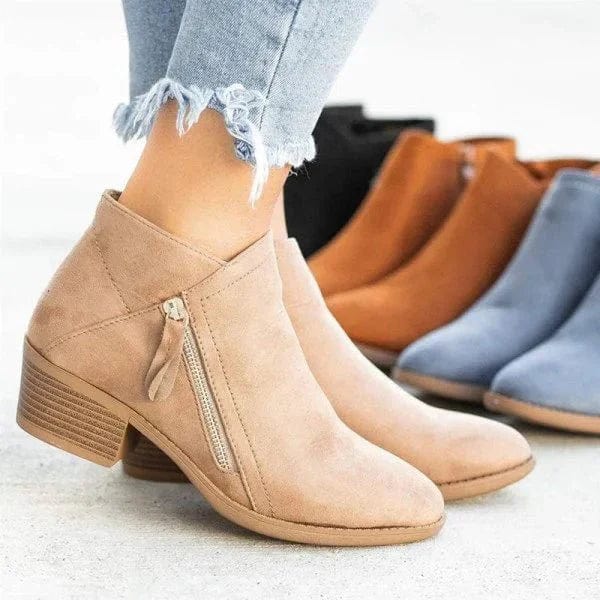 Primadon Damenstiefel Beige / 2 Clara | Elegante Knöchelstiefel für Damen mit niedrigem Absatz