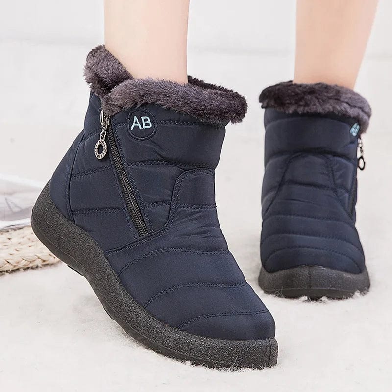 Primadon Damenstiefel Blau / 2.5 Amelie | Bequeme Ankle Boots für Damen mit Fellfutter