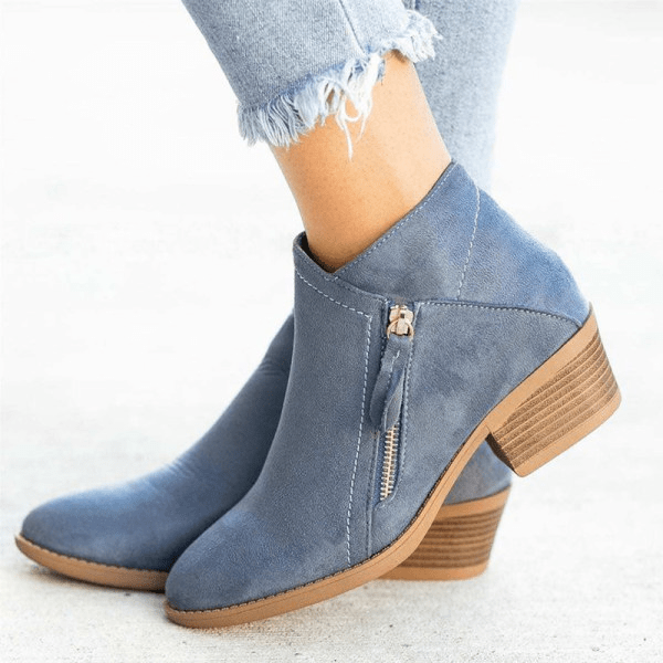 Primadon Damenstiefel Blau / 2 Clara | Elegante Knöchelstiefel für Damen mit niedrigem Absatz
