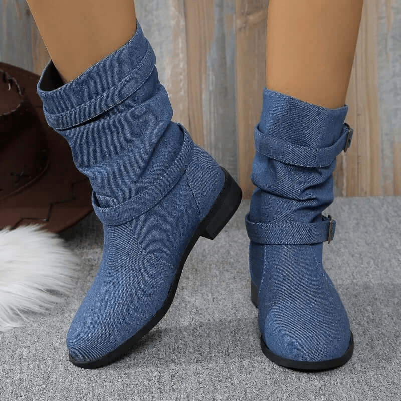 Primadon Damenstiefel Blau / 3 Amelie | Lässige Ankle Boots für Damen mit Schnalle