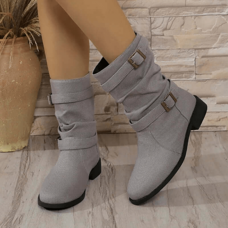 Primadon Damenstiefel Grau / 3 Amelie | Lässige Ankle Boots für Damen mit Schnalle