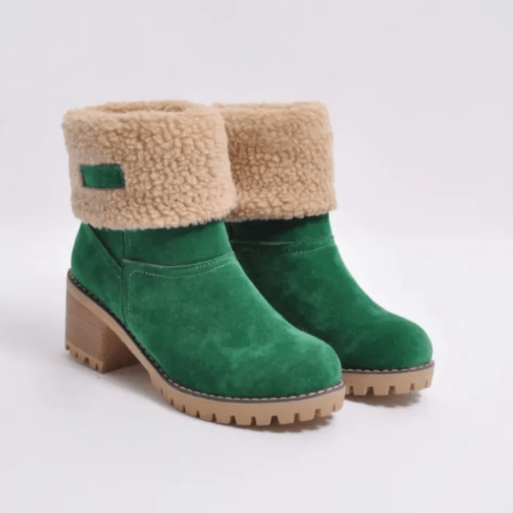 Primadon Damenstiefel Grün / 2.5 Amelie | Lässige Ankle Boots für Damen mit Lammfell
