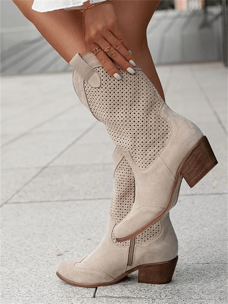 Primadon Damenstiefel Khaki / 35 Clara | elegante Cowboystiefel für Damen atmungsaktiv