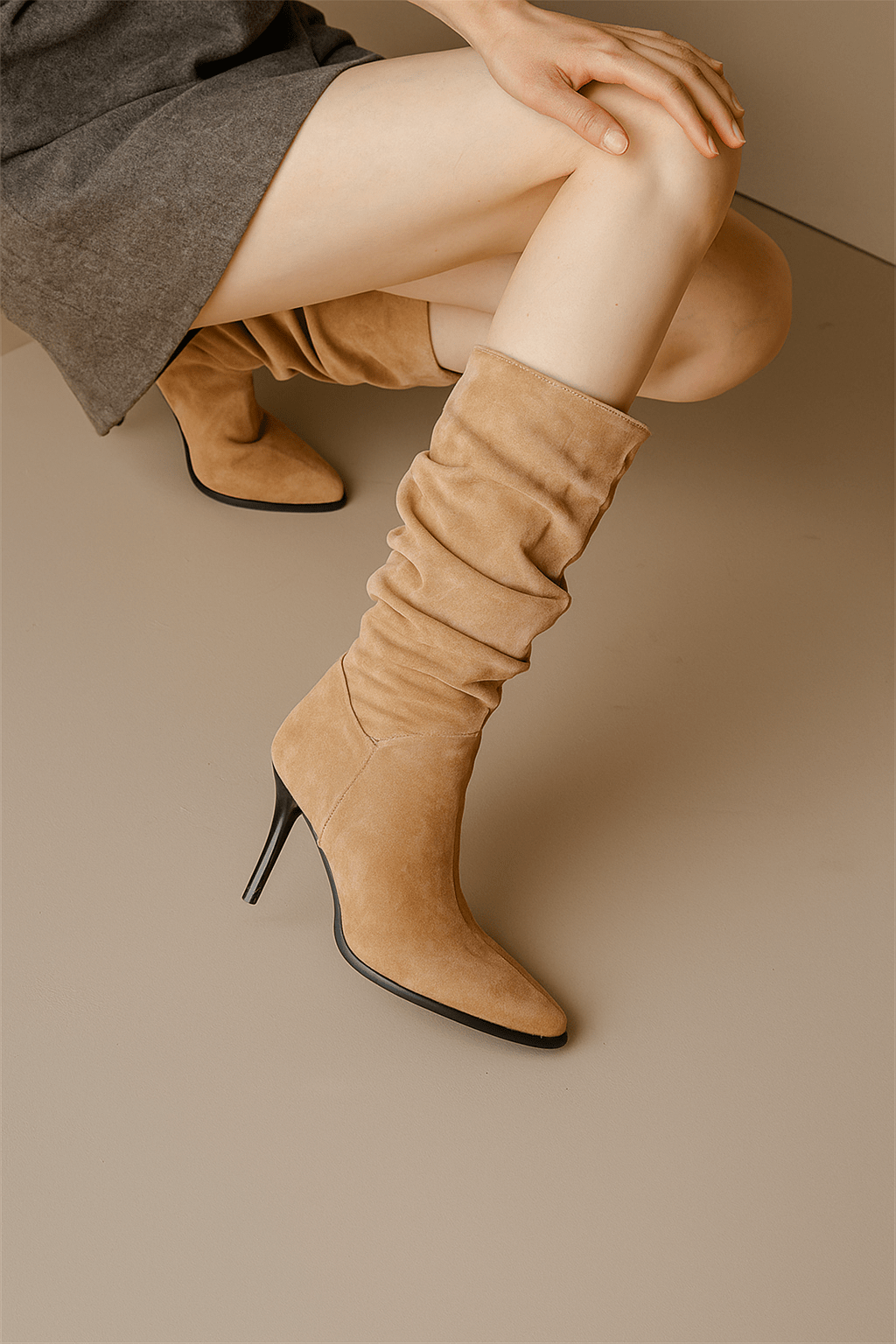 Primadon Damenstiefel Noor elegante Wildleder-Stiefeletten für Damen stiletto