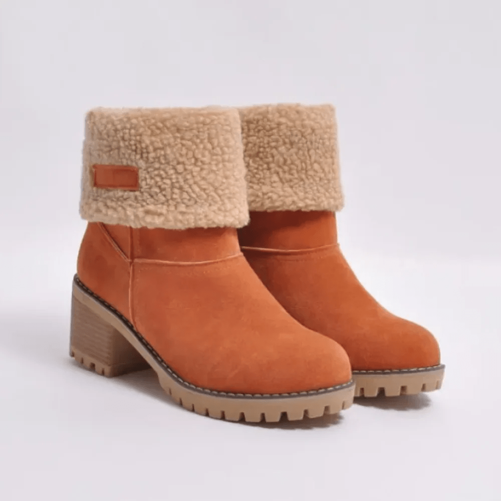 Primadon Damenstiefel Orange / 2.5 Amelie | Lässige Ankle Boots für Damen mit Lammfell