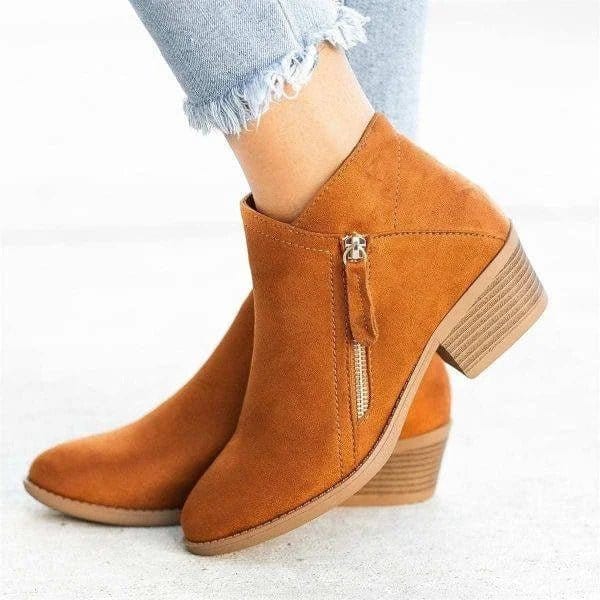 Primadon Damenstiefel Orange / 2 Clara | Elegante Knöchelstiefel für Damen mit niedrigem Absatz