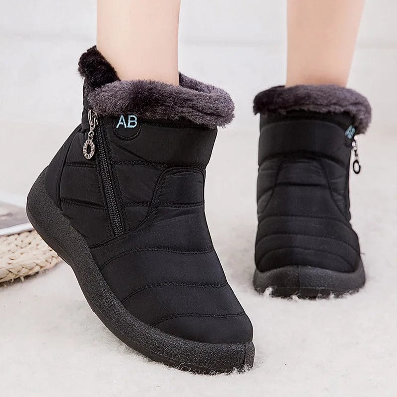 Primadon Damenstiefel Schwarz / 2.5 Amelie | Bequeme Ankle Boots für Damen mit Fellfutter