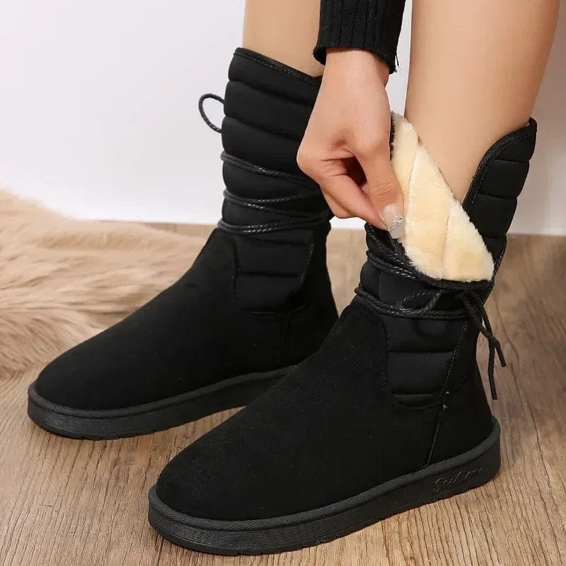 Primadon Damenstiefel Schwarz / 2.5 Amelie | Elegante Schnürstiefel für Damen mit Fellfutter