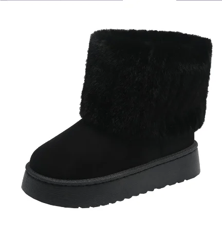 Primadon Damenstiefel Schwarz / 3 Amelie | Elegante Fellgefütterte Stiefel für Damen Schwarz