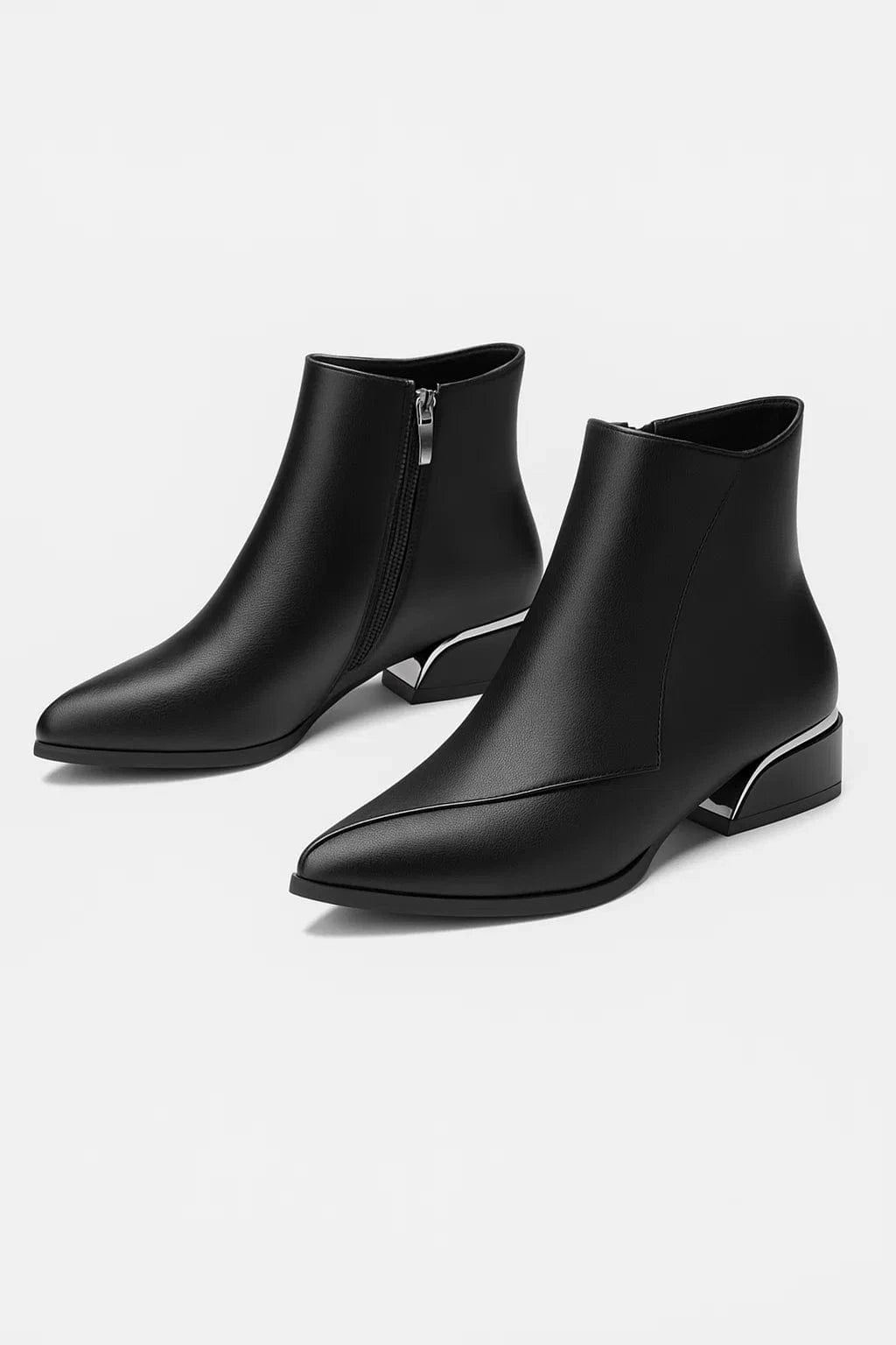 Primadon Damenstiefel Schwarz / 35.5 Noémie elegante Lederstiefel für Damen mit Sculpted Metallic Absätzen