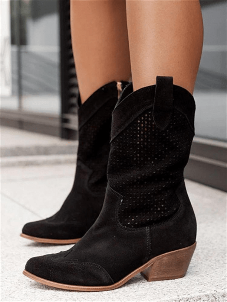 Primadon Damenstiefel Schwarz / 35 Clara | elegante Cowboystiefel für Damen atmungsaktiv