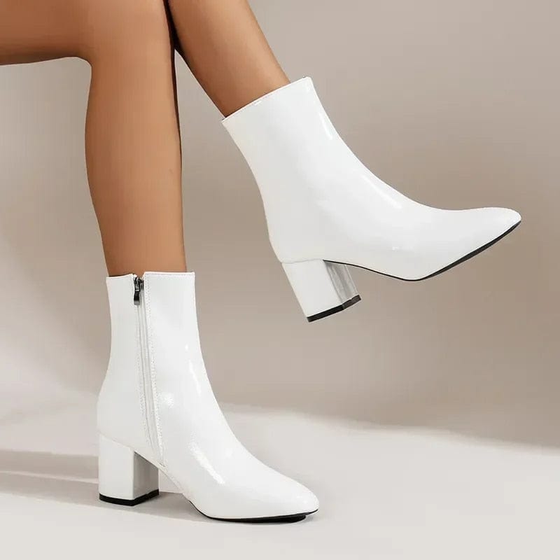 Primadon Damenstiefel Weiß / 2 Clara | Elegante Knöchelstiefel für Damen Blockabsatz