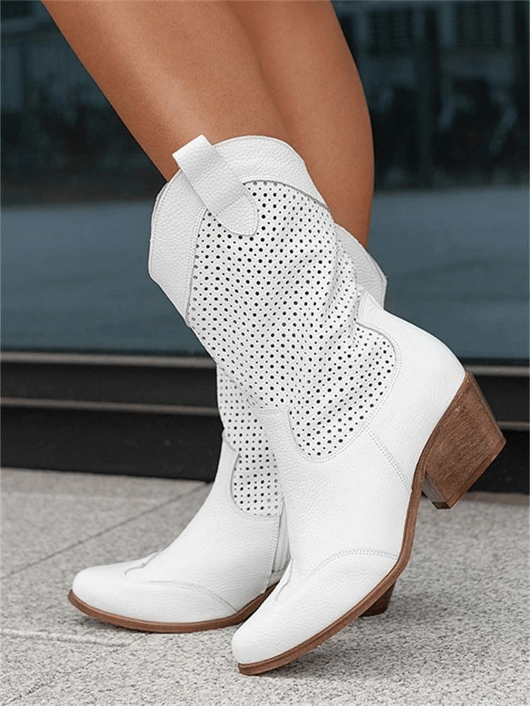 Primadon Damenstiefel Weiß / 35 Clara | elegante Cowboystiefel für Damen atmungsaktiv