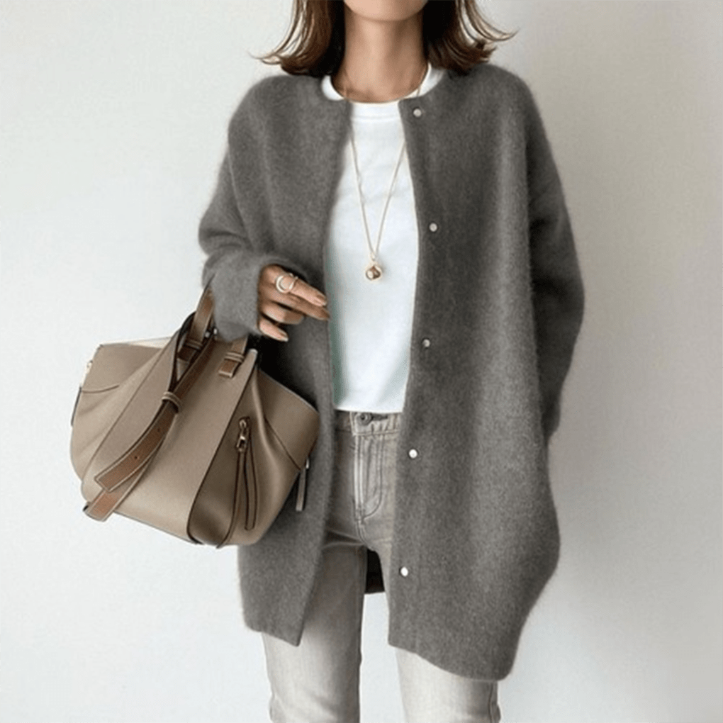 Primadon Damenstrickjacken Grau / XS Eleganter Cardigan für Damen weich atmungsaktiv ganzjährig Büro Freizeit