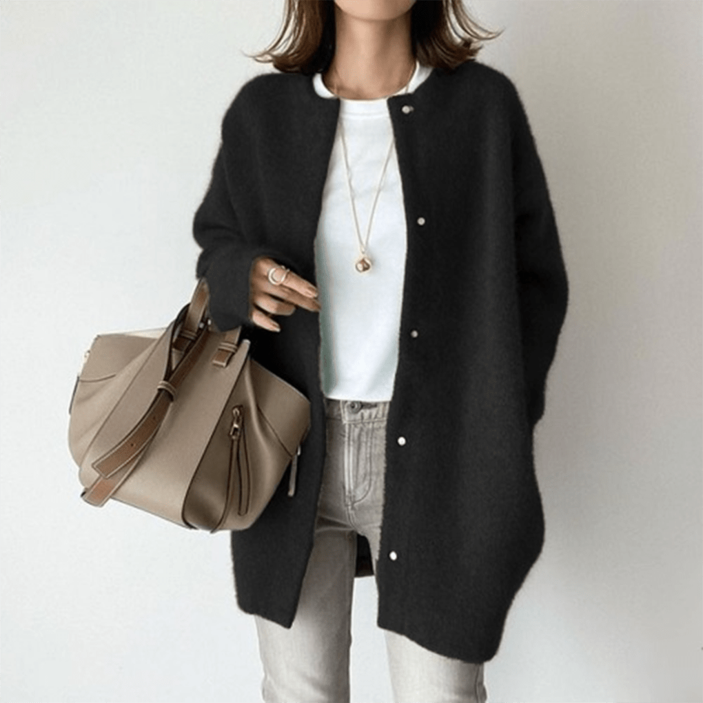 Primadon Damenstrickjacken Schwarz / XS Eleganter Cardigan für Damen weich atmungsaktiv ganzjährig Büro Freizeit