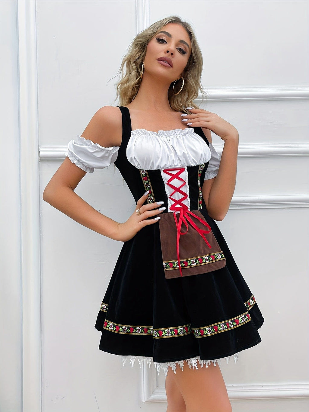 Primadon Dirndl Clara | Elegantes Schulterfreies Dirndl für Damen Oktoberfest
