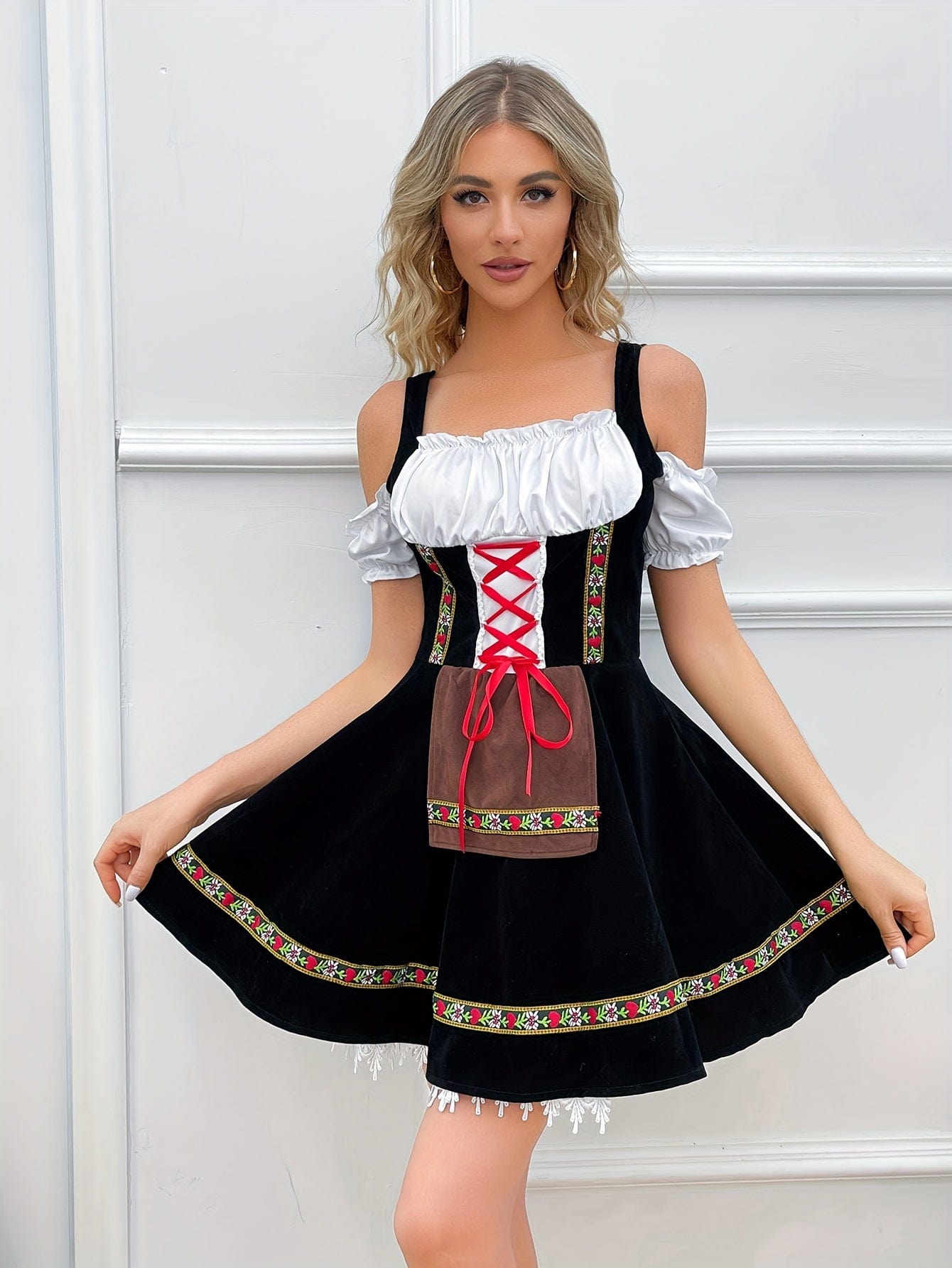 Primadon Dirndl Clara | Elegantes Schulterfreies Dirndl für Damen Oktoberfest