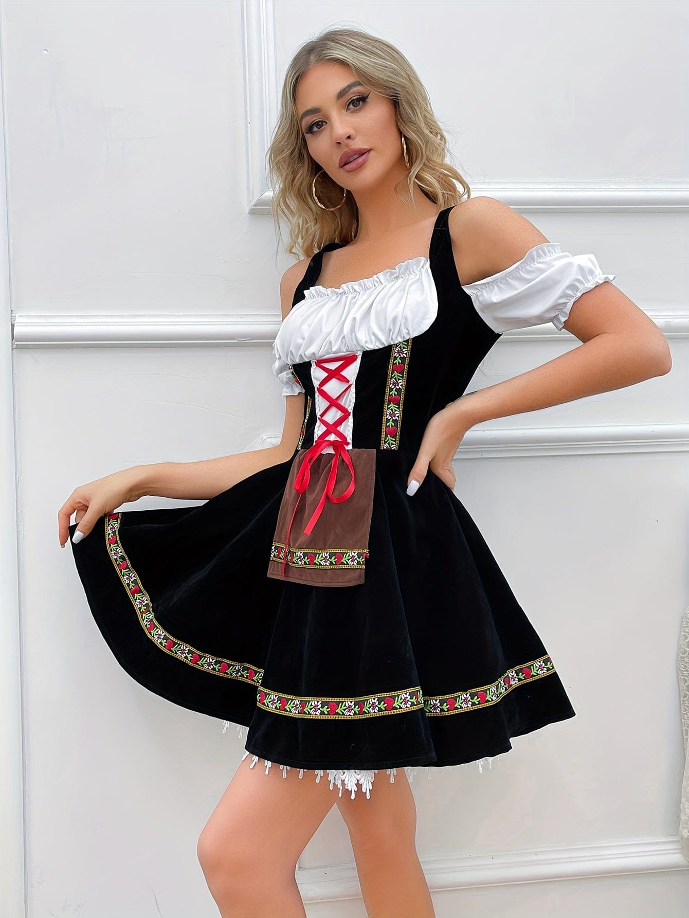 Primadon Dirndl Clara | Elegantes Schulterfreies Dirndl für Damen Oktoberfest