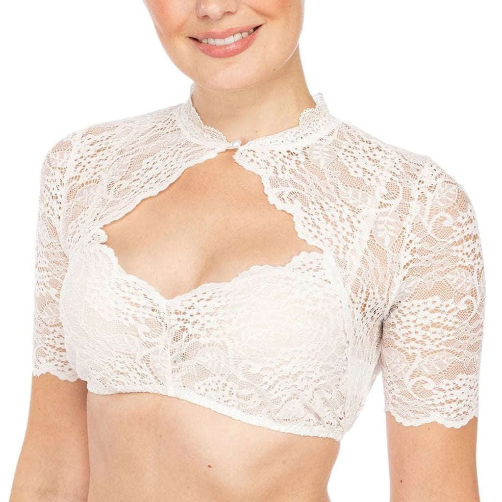 Primadon Dirndl & Trachtenkleider Weiß / S Alina | Elegante Dirndlbluse Spitze für Damen Oktoberfest