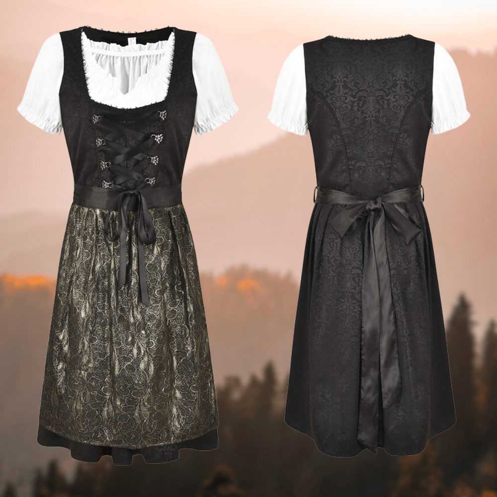 Primadon Festliche Kleider Schwarz/Grau / S Anna | Elegantes Dirndl Kleid für Damen Midi
