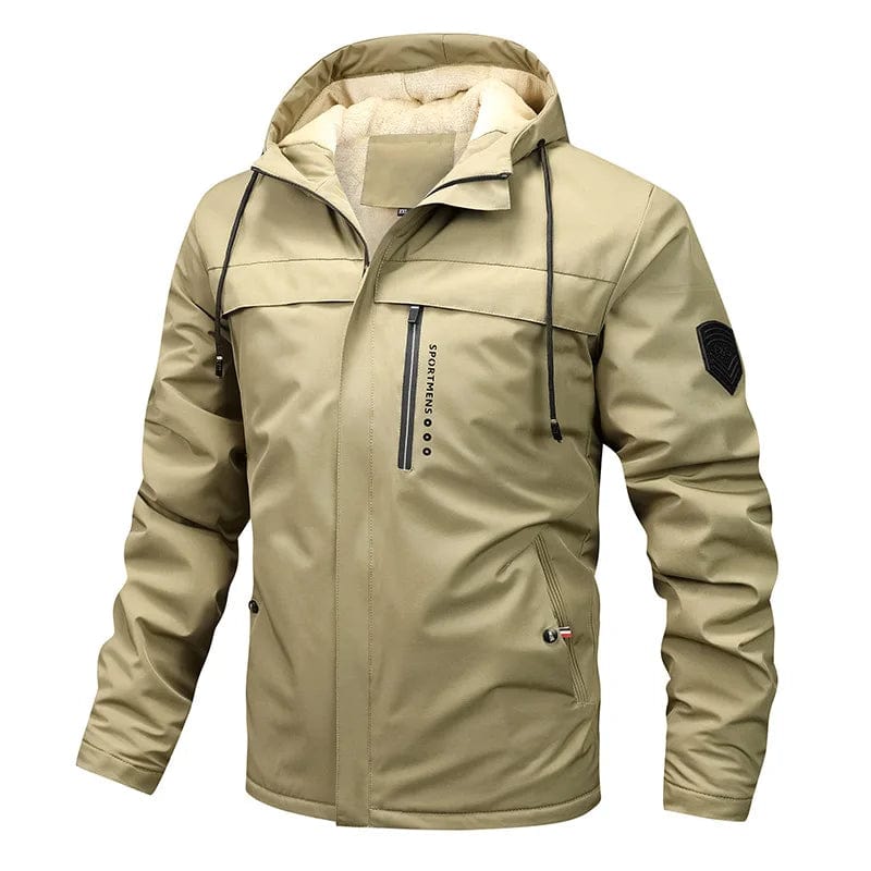 Primadon Fleecejacken Khaki / XS Leon | Sportliche Fleecejacke für Herren mit Kapuze