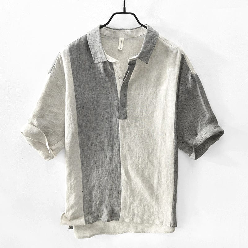 Primadon Freizehemden Beige/Grau / M Jules | Atmungsaktives Leinenhemd für Herren Sommer