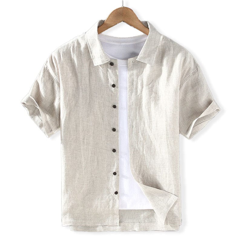 Primadon Freizehemden Beige / M Milan | lockeres Leinenhemd für Herren Sommer